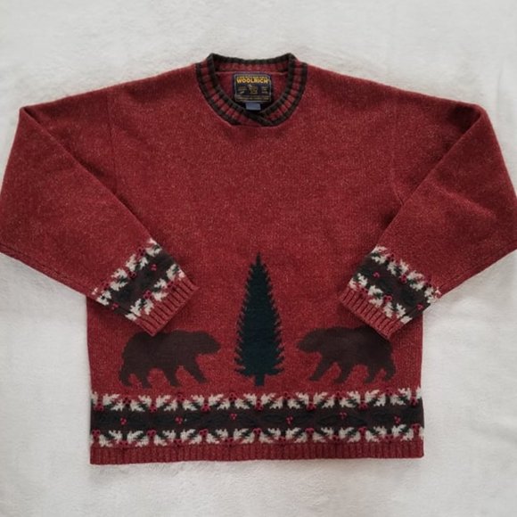 Woolrich Sweaters - Vintage John Rich & Bros Woolrich Sweater - Bears & Trees